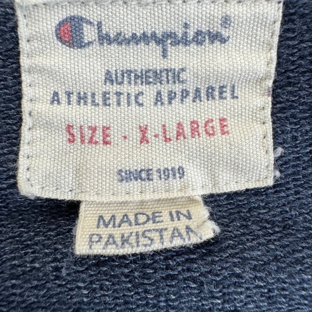 Y2K Champion Mens Crewneck Sweatshirt XL Blue Heather Raglan Athletic Pullover - Picture 7 of 13